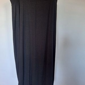 Black jersey knit midi skirt